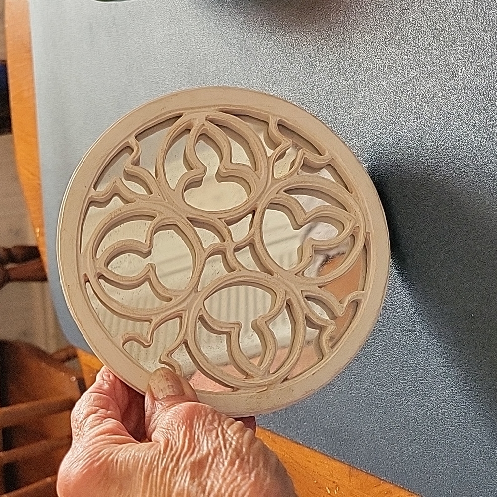 Mirror Wood Round Wall Hanging - Picture 3 of 3